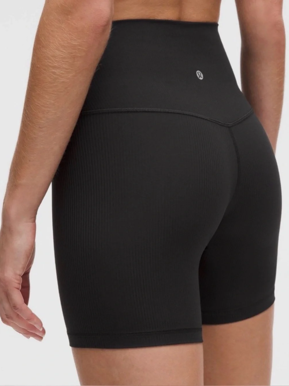 Lululemon Align Ribbed High Rise Short 6 Inch Black Size 6 Nulu Four Way Stretch